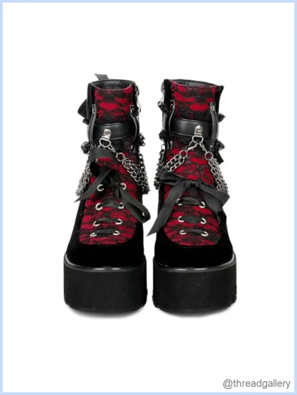 Victorian Gothic Lace Up Chunky High Heel Platform Ankle Boots Punk Combat